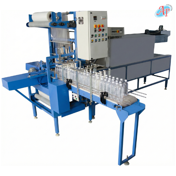 Four Side Automatic Web Sealer with Shrink Tunnel Machine is Advance Machine to Make A Matrix of bottles 4X3 or 4X6 and then web sealer and Shrink tunnel Make a Bundle of Bottles Pack