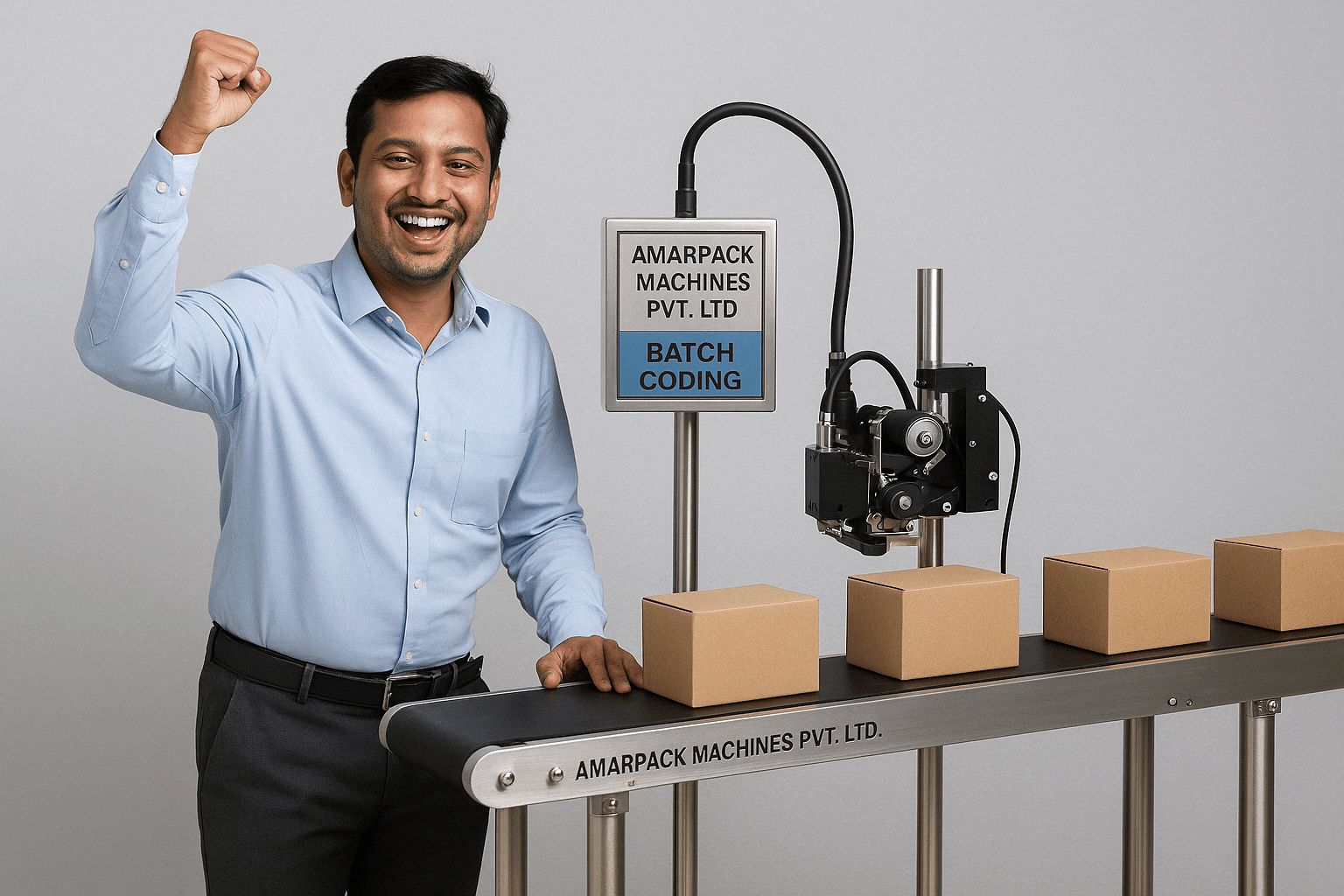 Batch Coding With Conveyor Machine