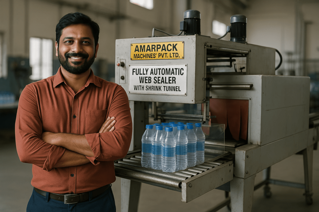 fully automatic web sealer with shrink tunnel machine (bottle)