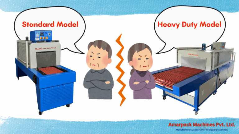 Standard Shrink Wrapping Machine APST-120 by AmarPack, Heavy-Duty Shrink Wrapping Machine APST-200 – Industrial Packaging Solution, Shrink Tunnel Comparison – Standard vs Heavy Duty