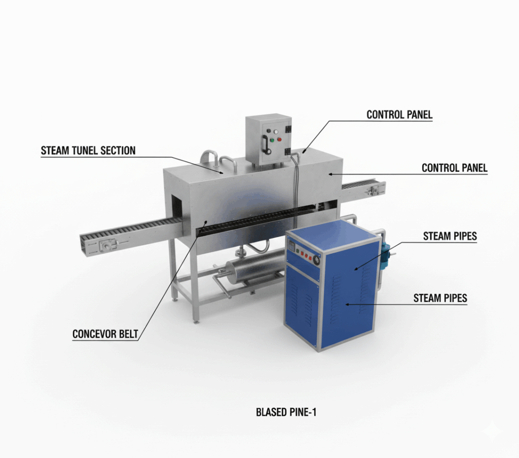 2D Model Diagram of Steam Heat Shrink Tunnel Machine