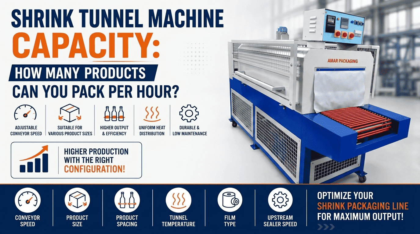 Shrink tunnel machine capacity and production output per hour